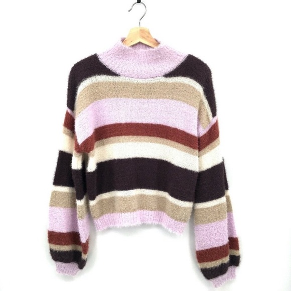Ten Sixty Sherman Striped Color Sweater Purple size Large - Picture 3 of 6